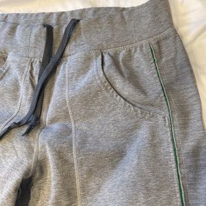 Lululemon gray sweatpants with green trims straight legs